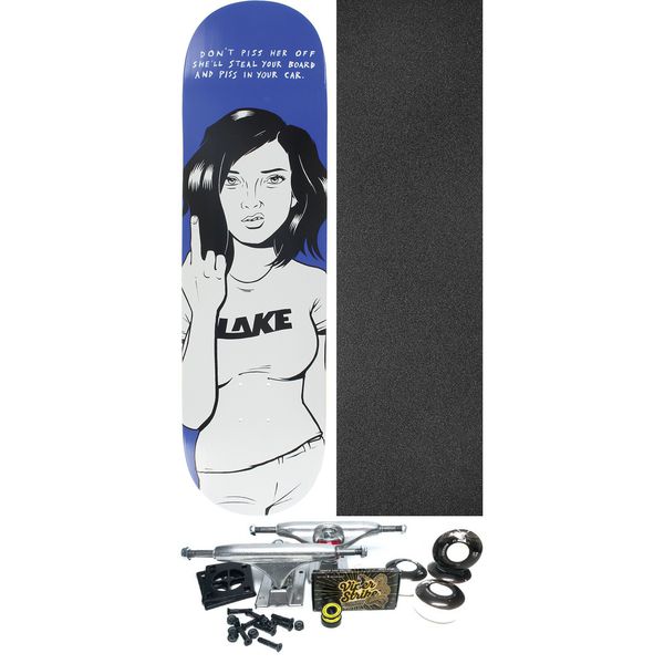 Lake Skateboards Pissed Chick Blue Skateboard Deck - 8.5" x 32.5" - Complete Skateboard Bundle